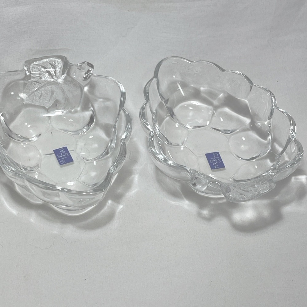 VTG Studio Nova Japan Clear  Nature's Harvest Fruitage Candy/ Nut Bowl Set Of 2